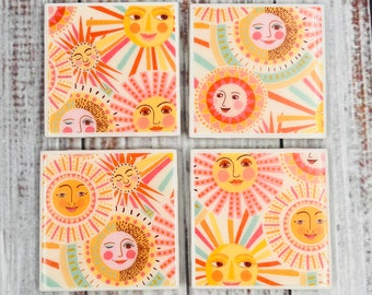 Sunshine coasters-spring gift set-handmade coasters-drink coaster-Gift for her-housewarming gift-epoxy resin-mothers day-summer decor-suns