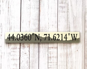 Hand Painted Loon Mountain Latitude Longitude Sign, Ski Resort Decor