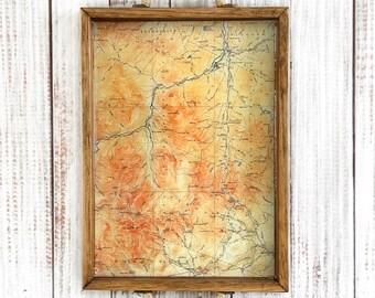 Franconia Notch Map Tray | White Mountains New Hampshire Decor | NH 4000 Footer Gift | Handmade Wooden Tray | Hiker Gift | Cabin Decor