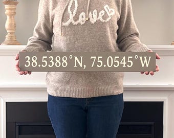 LATITUDE LONGITUDE, Coordinates, Custom Sign, Customizable sign, Personalized gift, Anniversary gift, Housewarming gift, Wedding gift, Sign