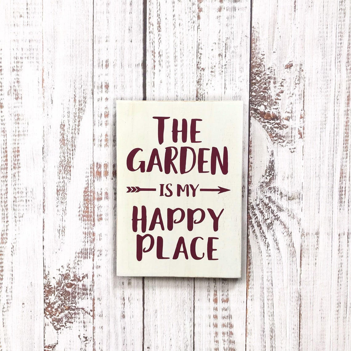 The Garden is my Happy Place wood sign Farmhouse Decor Etsy
