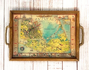Nantucket Map Serving Tray | Handmade Wooden Tray | Nantucket Island Decor | Coastal New England Gift | Beach House Serving Tray