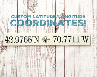 Personalized Latitude Longitude Wood Sign, GPS Coordinates Gift