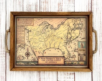 NEW YORK vintage map, Map of New York, Map gift, Gift for him, house warming gift, wall decor