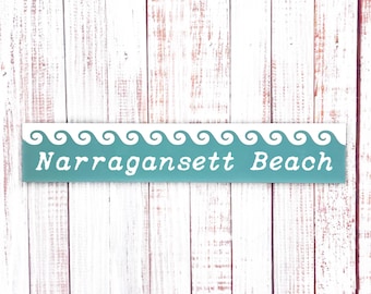 Letrero de madera de la playa de Narragansett, decoración costera de Rhode Island