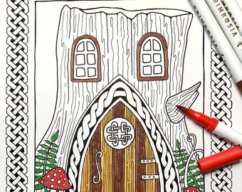 Stump house coloring page