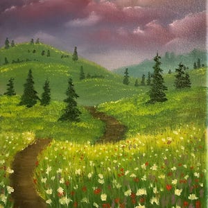 Spring Storm in the Mountains original oil painting, 9x12 in original artwork, Bob Ross inspired painting, Landscape mountain painting
