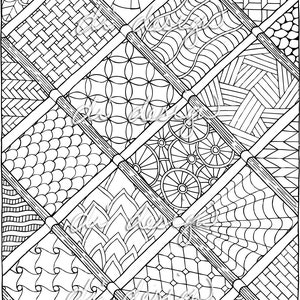 Doodles in Squares - Coloring Page