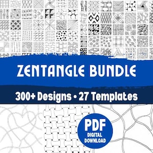 Zentangle Bundle digital download | Tangle pattern | zentangle template | zentangle grid | doodle printable | pdf instant download