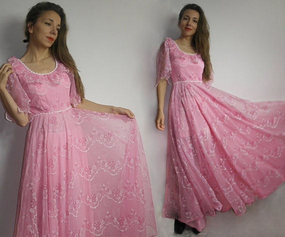 Elegant Floral Pink Princess Fairy Dress