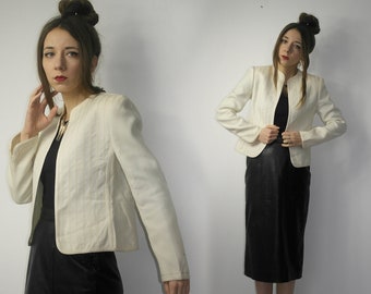 LOUIS FERAUD JACKET designer / Woman's Blazer / light beige blazer/ Designer wool blazer