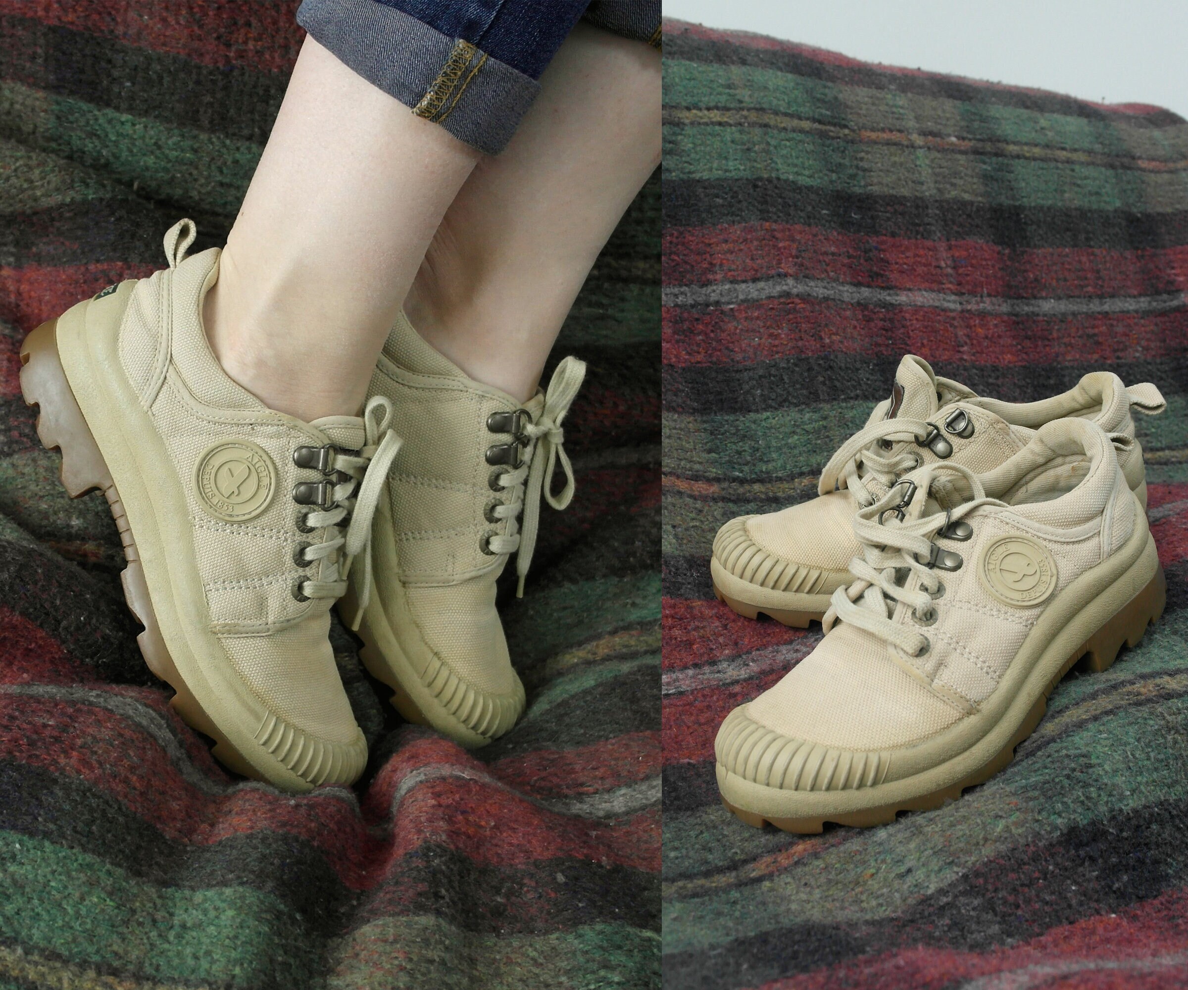 tan canvas sneakers