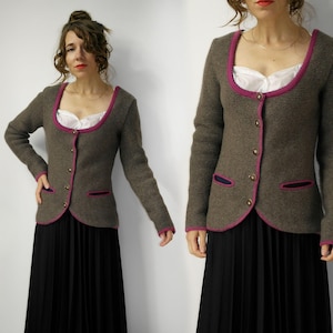 Austrian Wiesnkönig TRACHTEN Vintage Traditional Wool Blazer / Folk german austrian jacket /  Octoberfest Tyrol cardigan / size 36