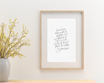 For Each New Morning With It's Light | Hand lettered Quote printable | Black and White Minimalist wall art | simple home decor