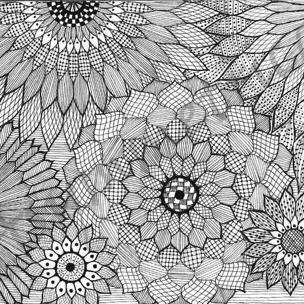 Asymmetrica, Satrah dala, Handmade Zentangle Mandala Art, Printable Wall Art