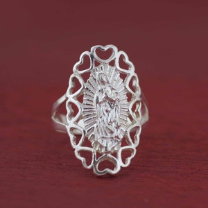 Guadalupe Filigree Ring, Our Lady Guadalupe Sterling Silver Ring, Sterling Silver 925 Guadalupe Ring, Virgin of Guadalupe Ring, Catholic