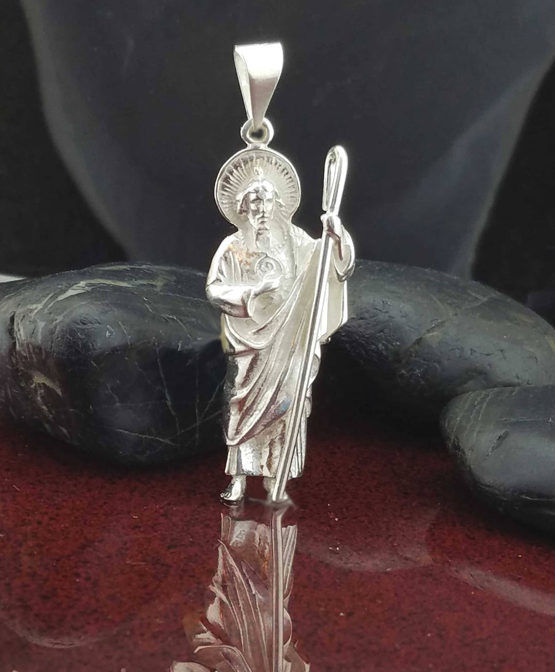 Sterling Silver St Jude Necklace, Sterling Silver Extra Large Saint ...