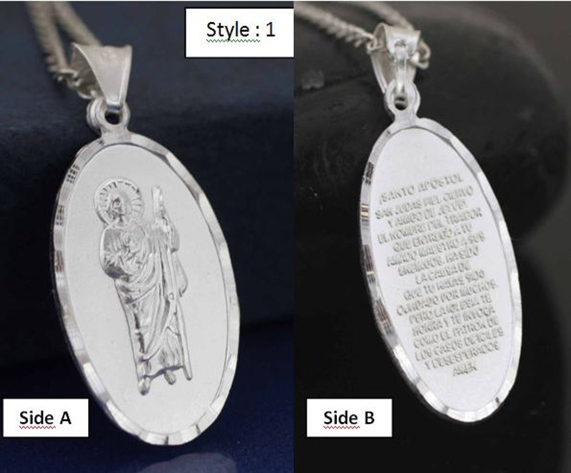 St. Jude Medal Saint Jude Necklace Sterling Silver St Jude | Etsy