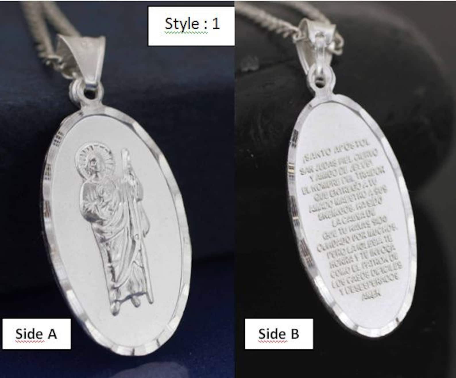 St. Jude Medal, Saint Jude Necklace, Sterling Silver St Jude Necklace ...