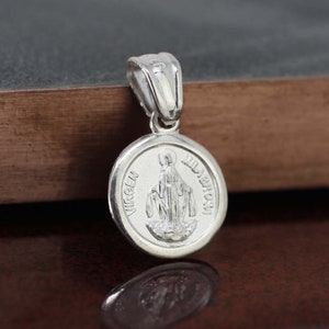 The Miraculous Necklace, Sterling Silver Holy Mary Small Pendant, Silver Religious Medal, La Milagrosa, Miraculous Medal, Mary Medal
