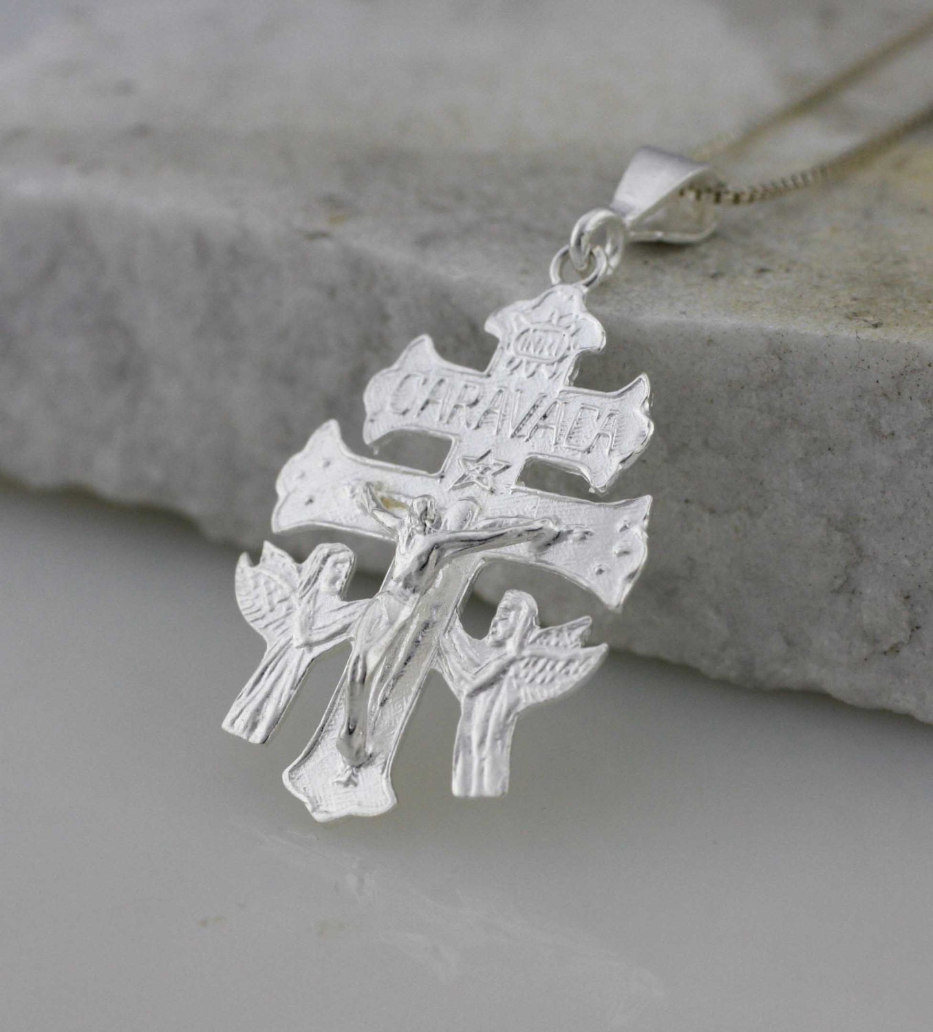 Collana Croce Caravaca In Argento 925 Per Uomo E Donna - Gioiello Religioso Cristiano Con Ciondolo Protettivo, Catena Inox 22+2 Pollici - Regalo Compleanno, Natale