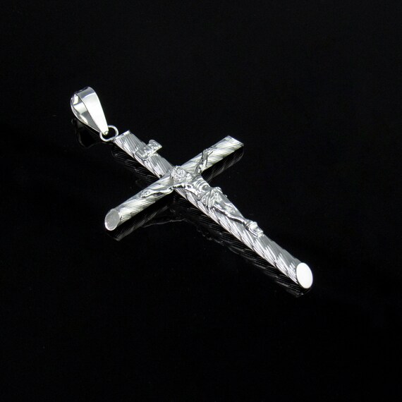 Large silver clearance cross necklace