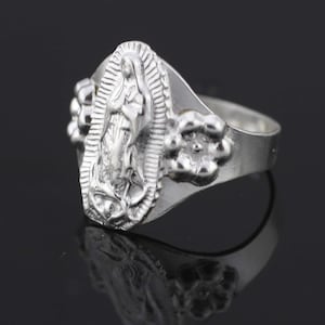 Anillo de Guadalupe de Plata, Anillo de Nuestra Señora de Guadalupe, Anillo de Guadalupe de Plata Esterlina 925, Anillo de la Virgen de Guadalupe, joyería católica