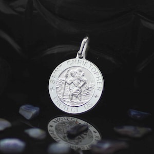 Silver Saint Christopher Necklace, Sterling Silver St Christopher Medal, Saint Christopher, Catholic Jewelry, Religious Medal