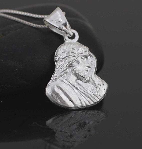 Jesus Christ Necklace Jesus Necklace Jesus Face Necklace Sterling Silver Divine Face of Jesus Face of Divine Mercy Charm Divino Rostro Etsy Ireland