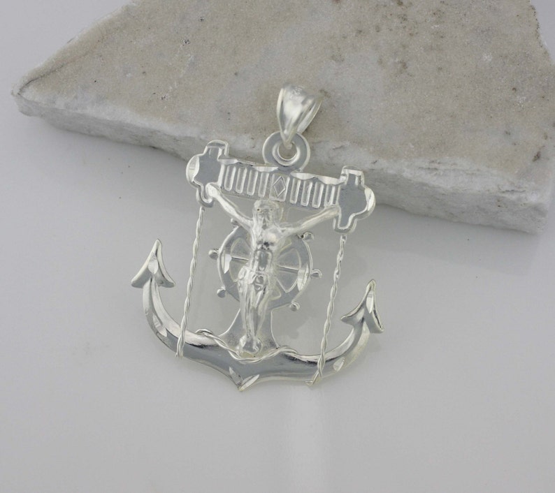 Silver Jesus Christ Anchor Necklace Jesus Christ Necklace Etsy