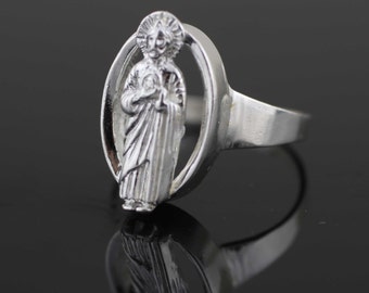 Saint Jude Ring, Sterling Silver 925 Saint Jude, Sterling Silver St Jude, Catholic Jewelry, Saint Jude Thaddeus Ring, Anillo San Judas