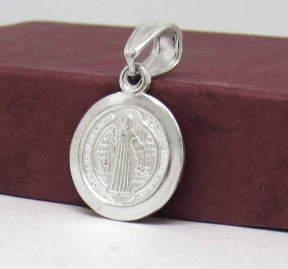 Sterling Silver Saint Benedict Medal, Silver Saint Benedict