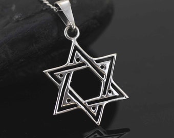 Star of David Necklace, Sterling Silver Star of David Necklace, Star Silver, Religious Jewelry, Israel Star Necklace, Judaica Jewelry