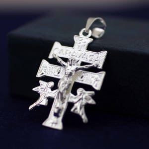 Colgante Caravaca en plata de ley, colgante ligero de Caravaca, collar con cruz para hombre, crucifijo de Caravaca en plata, collar de Caravaca, dije católico