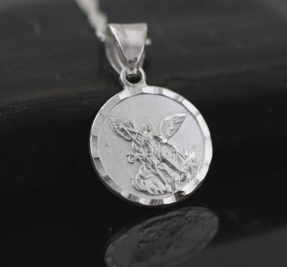 thumbnail image 2 of 925 Sterling Silver Saint Michael Medal Pendant - Religious Protection Charm 1.6 Inches 2 of 14