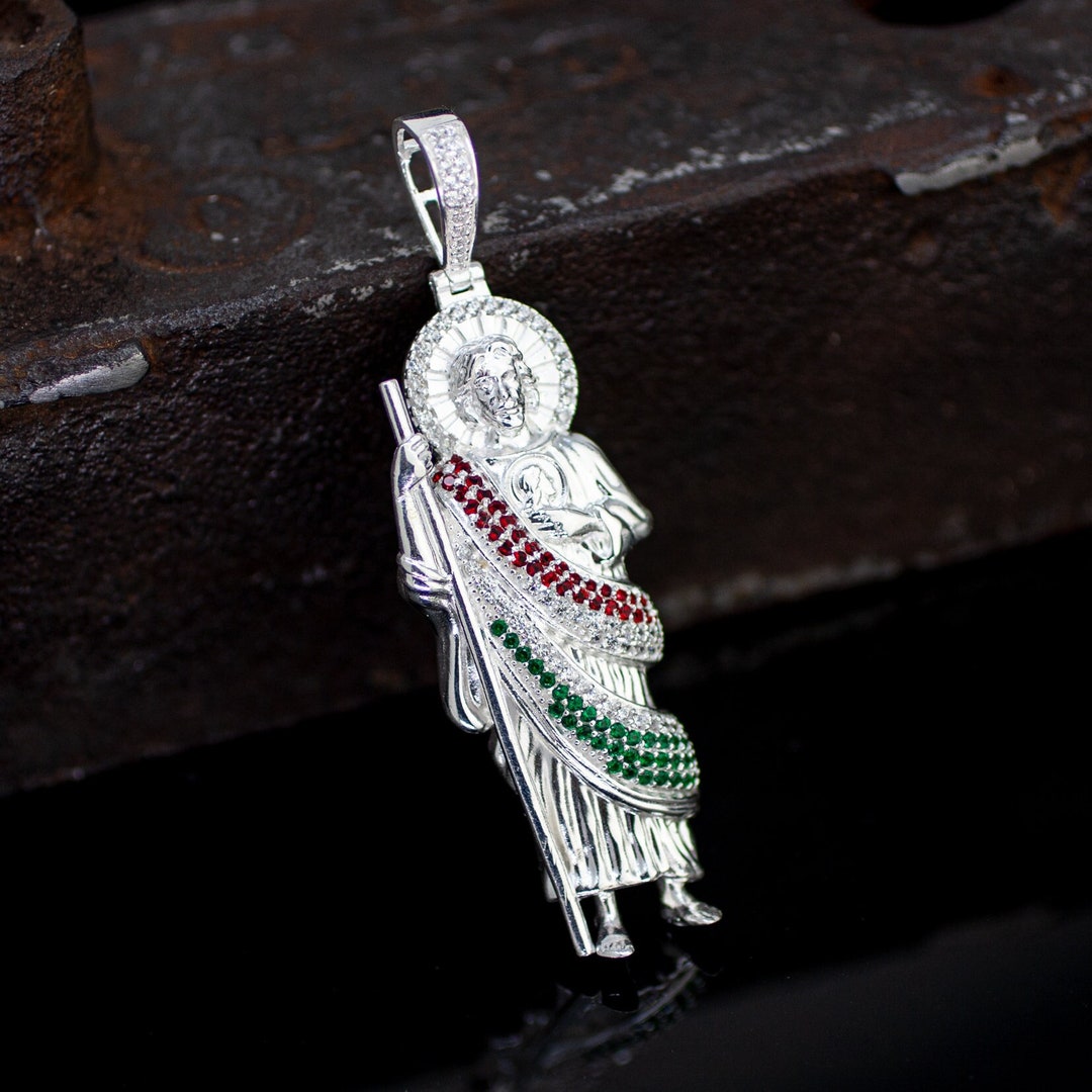 Saint Jude Necklace Charm, Sterling Silver St Jude Necklace, Silver St ...