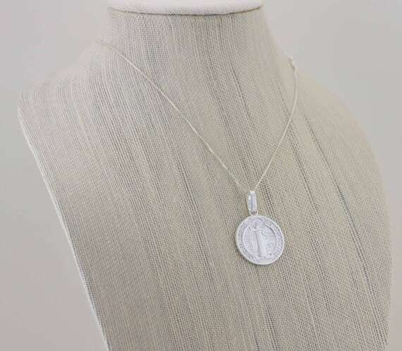 Sterling Silver Saint Benedict Medal, Silver Saint Benedict