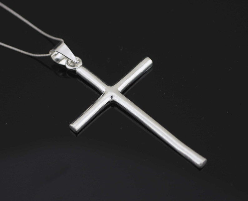 Sterling Silver Large Crucifix Pendant Necklace Large Silver Etsy