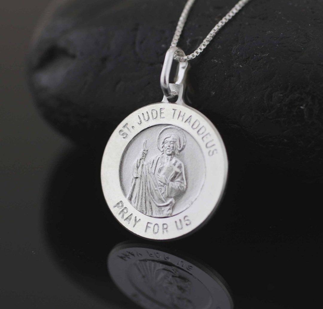 St. Jude Medal, Saint Jude Necklace, Sterling Silver St Jude Necklace ...