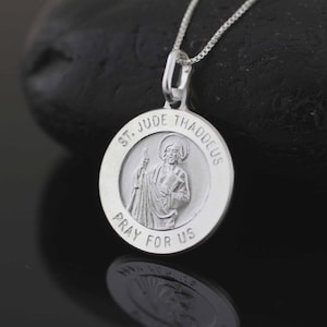 St. Jude Medal, Saint Jude Necklace, Sterling Silver St Jude Necklace, Silver Saint Jude Medal, Saint of Hope and Impossible Causes