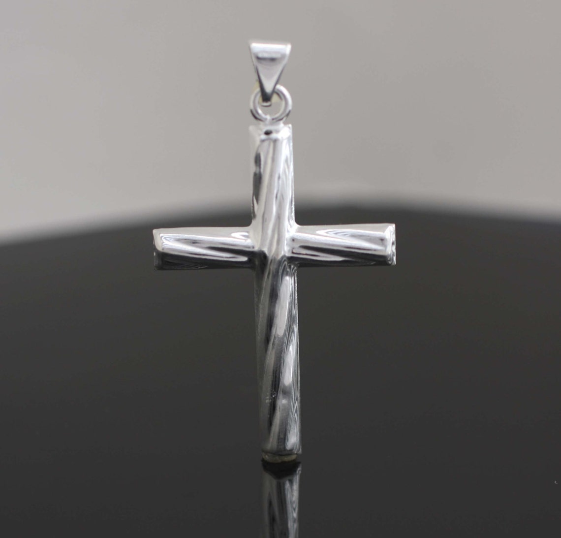 Sterling Silver Large Cross Necklace Silver Twisted Cross Etsy