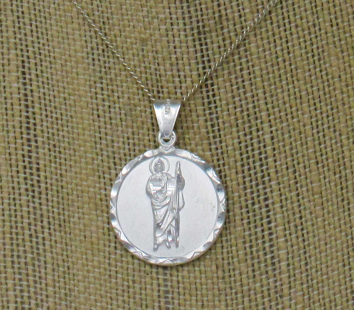 St. Jude Medal, Saint Jude Necklace, Sterling Silver St Jude Necklace ...