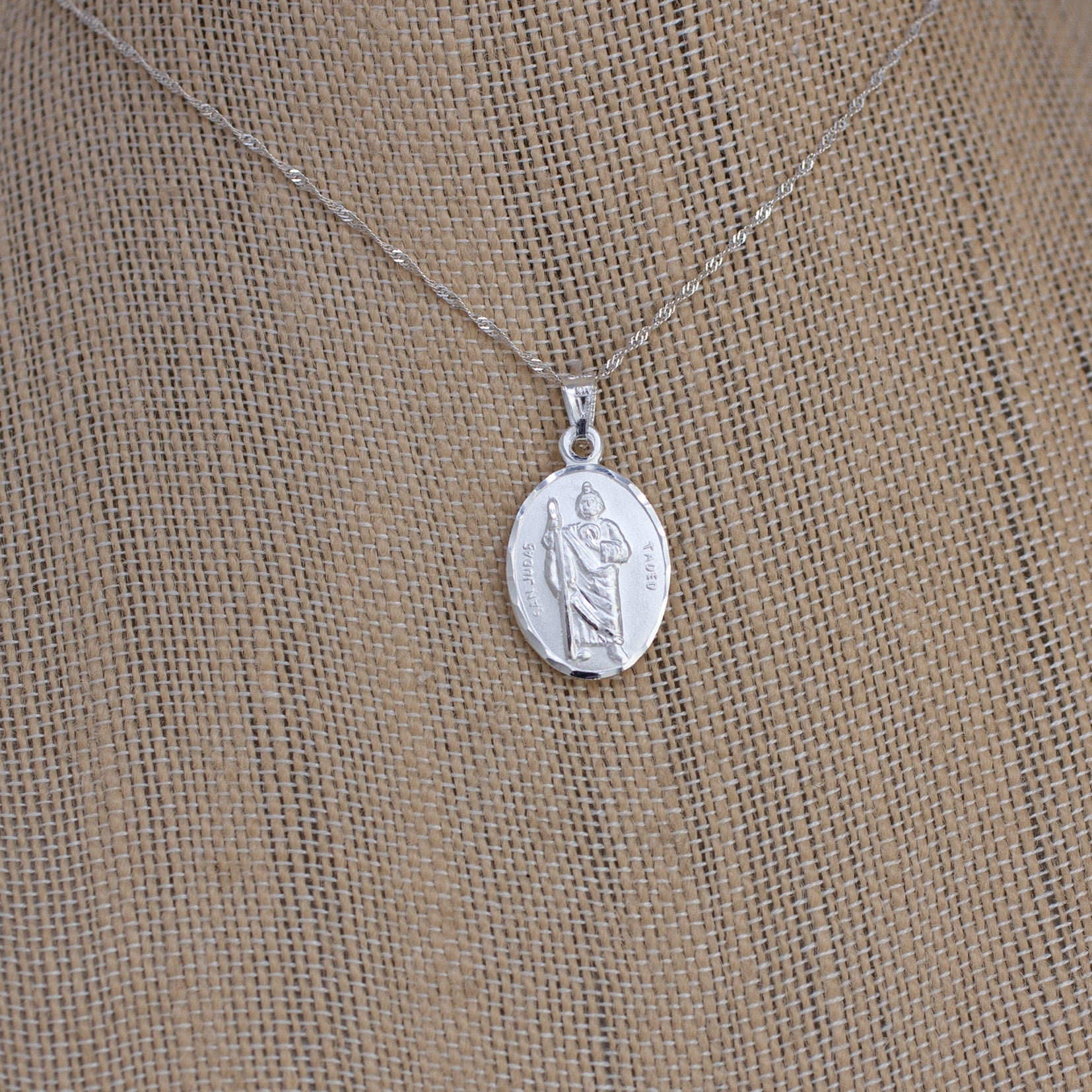 St. Jude Medal, Saint Jude Necklace, Sterling Silver St Jude Necklace ...