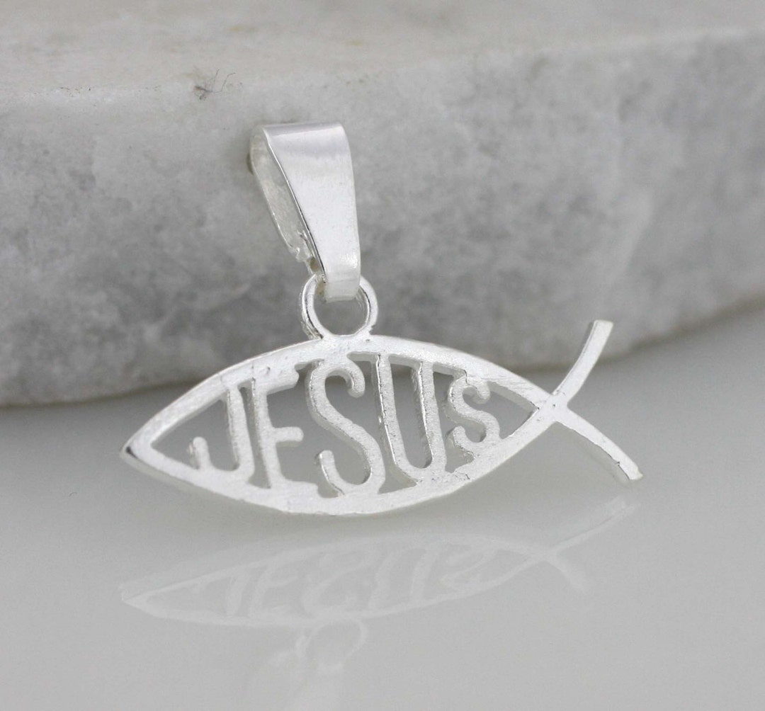 Silver Christian Fish Necklace, Sterling Silver Ichthys, Sterling
