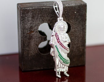 Saint Jude Necklace Charm, Sterling Silver St Jude Necklace, Silver St Jude Apostle Necklace, Silver St Jude Medal, St Jude Medal