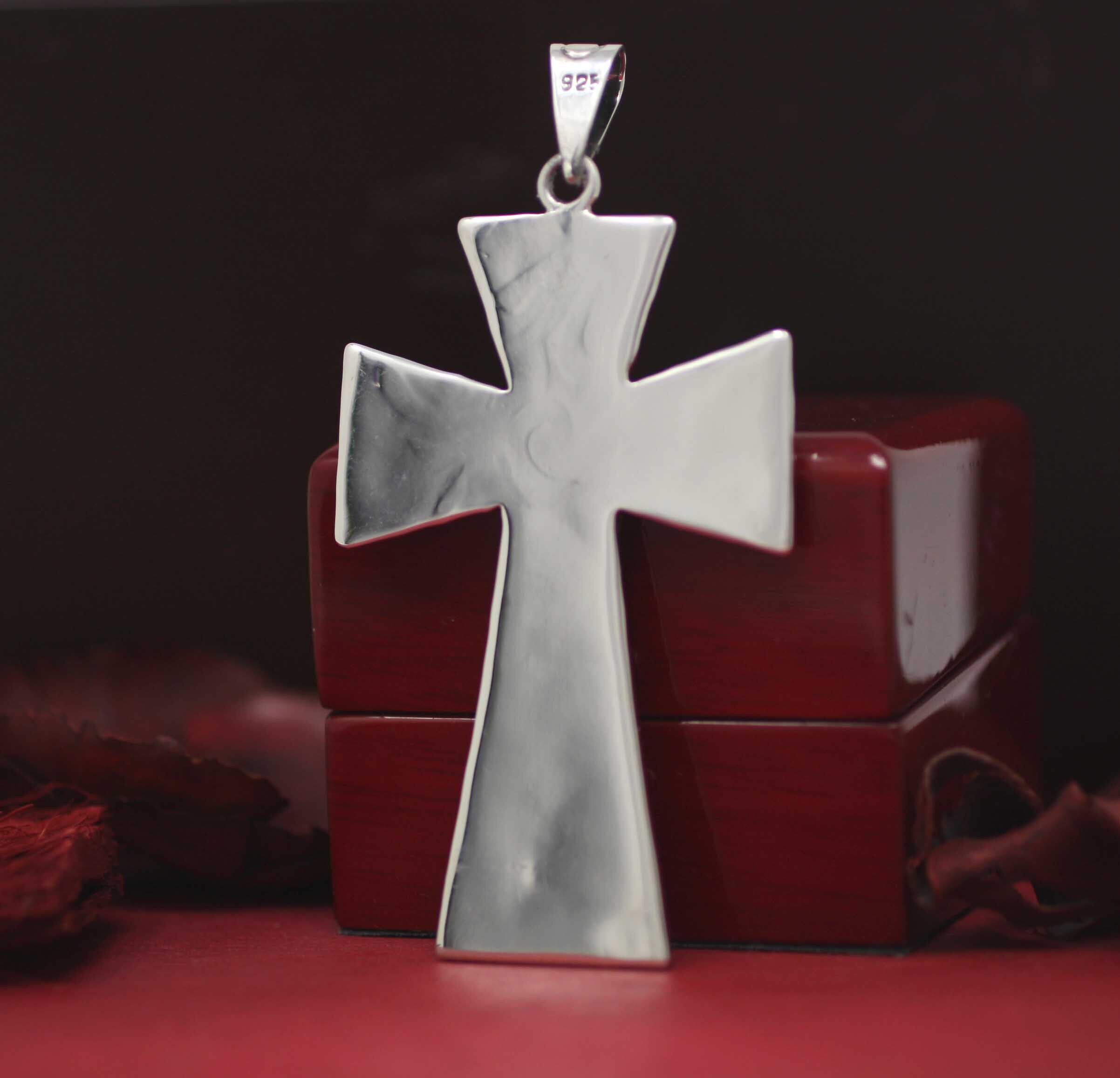 Silver Large Cross Necklace Sterling Silver XL Cross Etsy