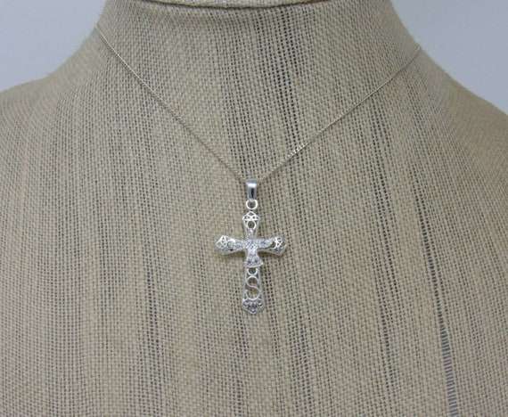 Holy Spirit Cross Necklace Sterling Silver Cross Necklace Catholic Cross Necklace Dove Crucifix Pendant First Communion