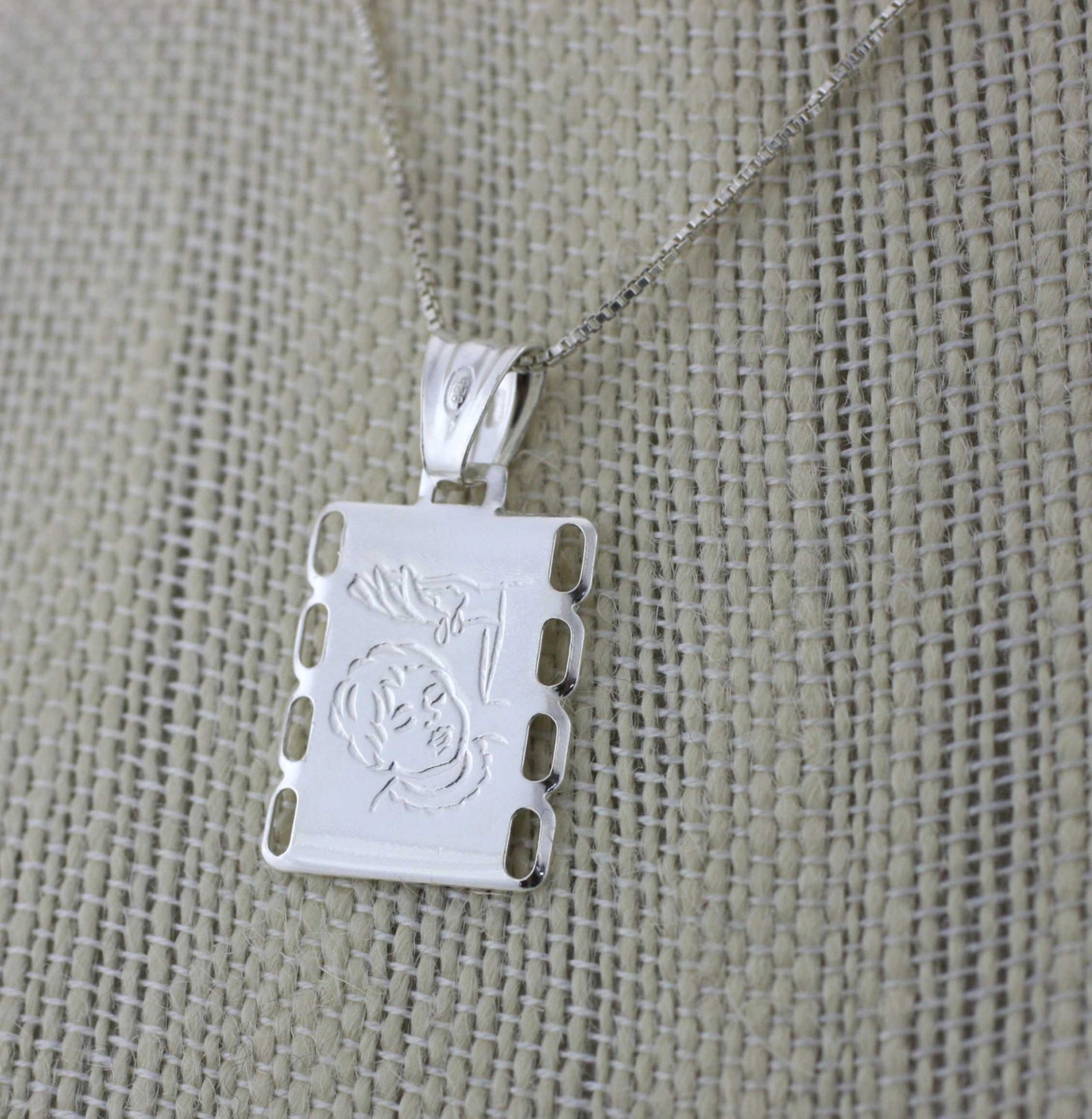 Sterling Silver Baptism Medal Catholic Jewelry Godmother Etsy