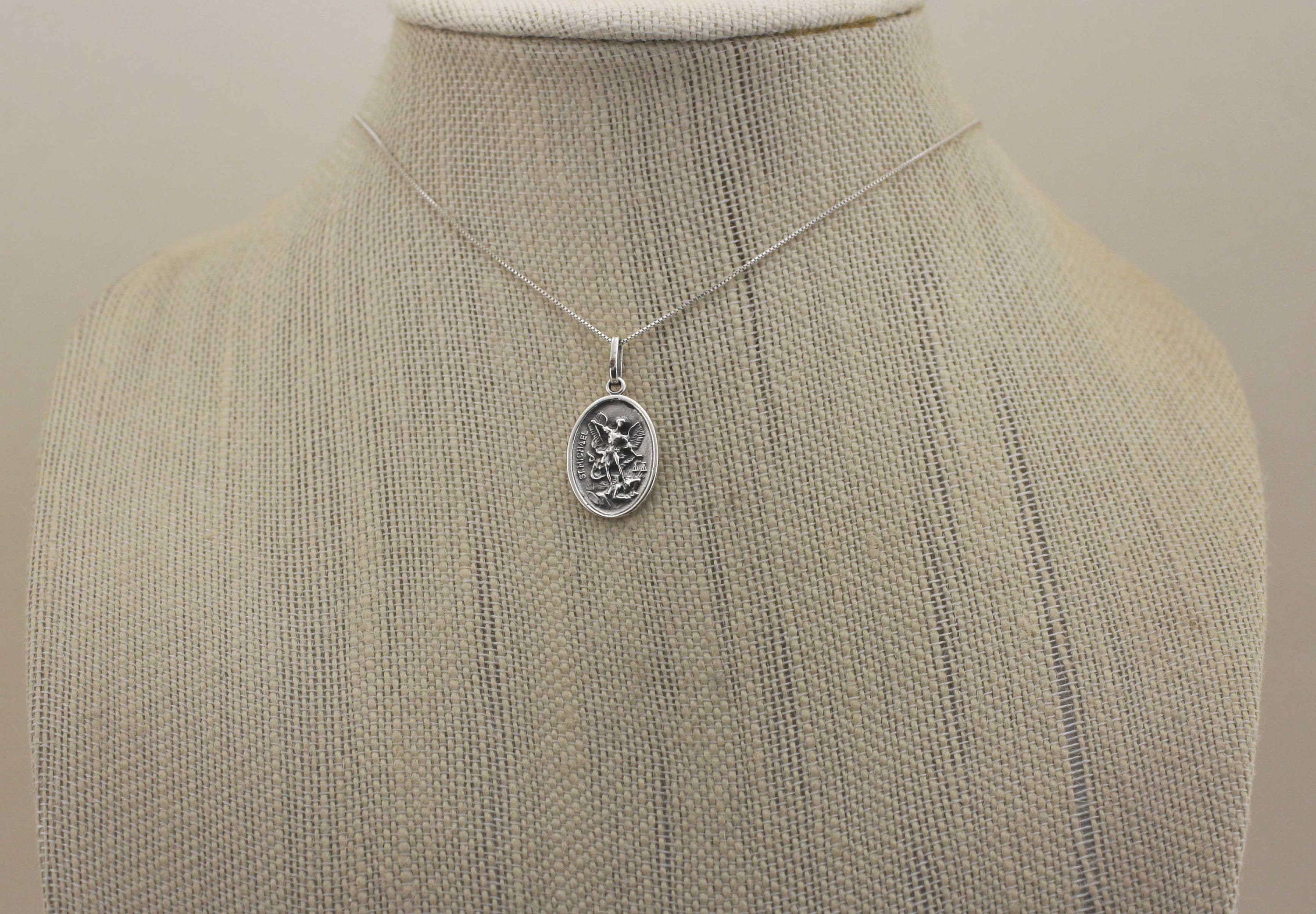 Sterling Silver 925 St. Michael The Archangel Medal Pendant / Charm