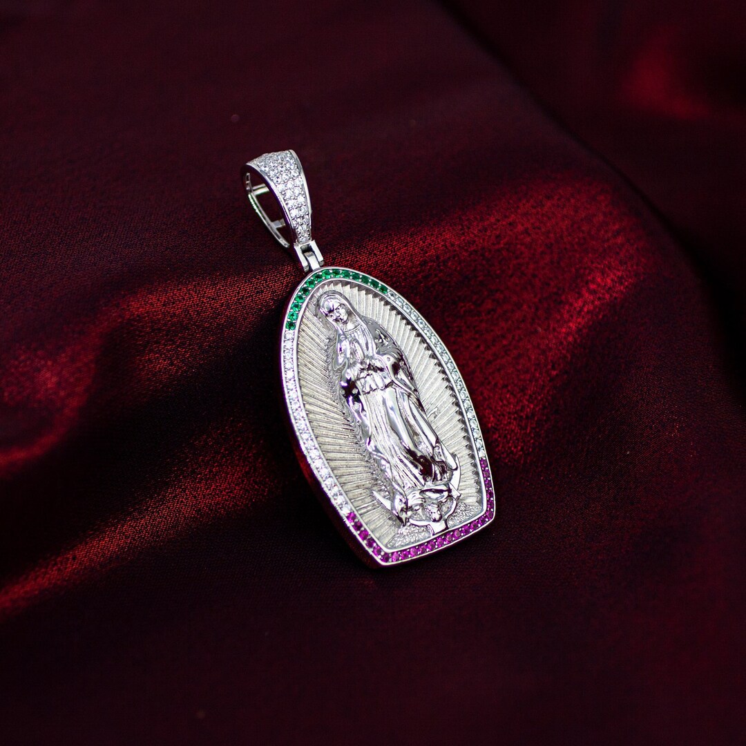 799646c01 Guadalupe Silver Pendant, Large Sterling Silver Our Lady of Guadalupe ...